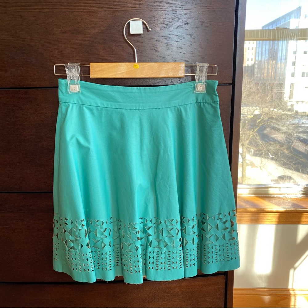 CUSP by Neiman Marcus Laser Cut Leather Looking Skirt